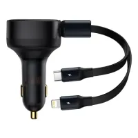 

                                    Baseus Enjoyment Retractable dual Output Type-C & Lightning 30W Car Charger